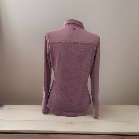 Prana, Women’s Button Down Shirt, Very Small Mauve&White Horizontal Stripes. Med - Picture 3 of 9